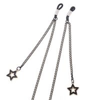 Black-colored metal non-slip chain, with pendant star, for glasses and masks GL365