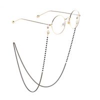 Gold-colored metal non-slip chain, with black pearl, for glasses and masks GL780