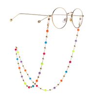 Gold-colored metal non-slip chain, with round beads gold and jelly colors, for glasses and sweater GL987