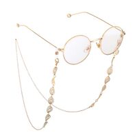 Gold-colored metal non-slip chain, with hollow oval, for glasses and masks GL747