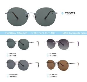 Titanium rimless frame polarized sunglasses TS5013