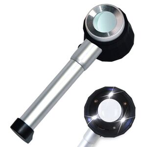 Magnifier with universal backlight, magnifying glass with handle SZ-3-XX-2, diameter 27 mm, magnification: 30Х