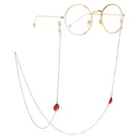 Silver-colored metal non-slip chain, with beetle ladybug, for glasses and masks GL231