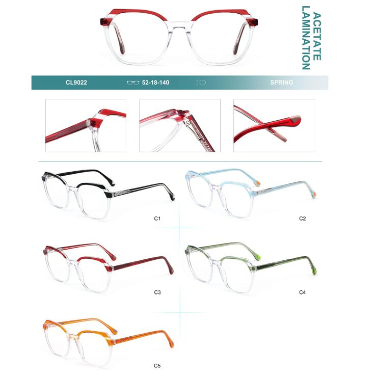 Plastic frames for glasses, acetate lamination with spring hinges Big City CL9022