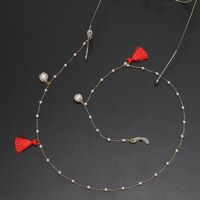 Metal non-slip chain, with tassel and pearl, for glasses and masks GL652