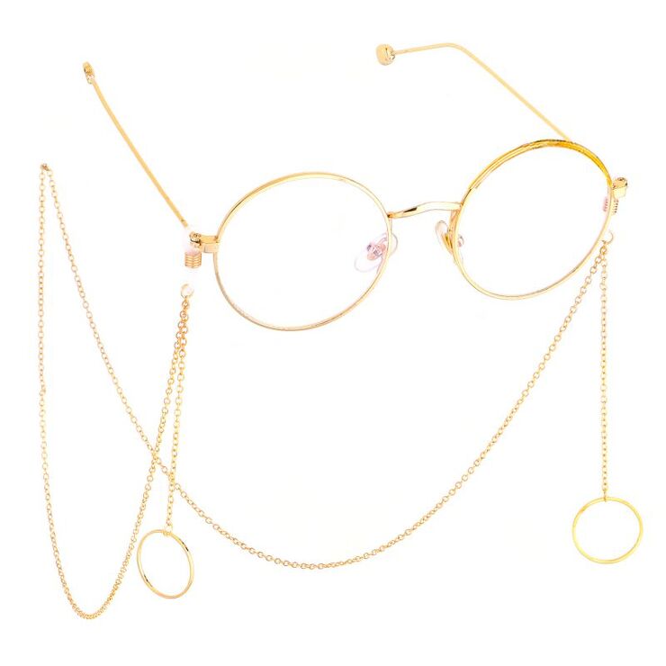 Metal non-slip chain, with a ring-shaped pendant, for glasses and masks GL530