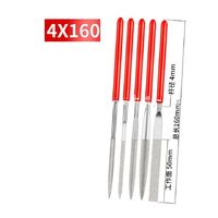Electroplated diamond files, silver with red handles, set of 5 pieces