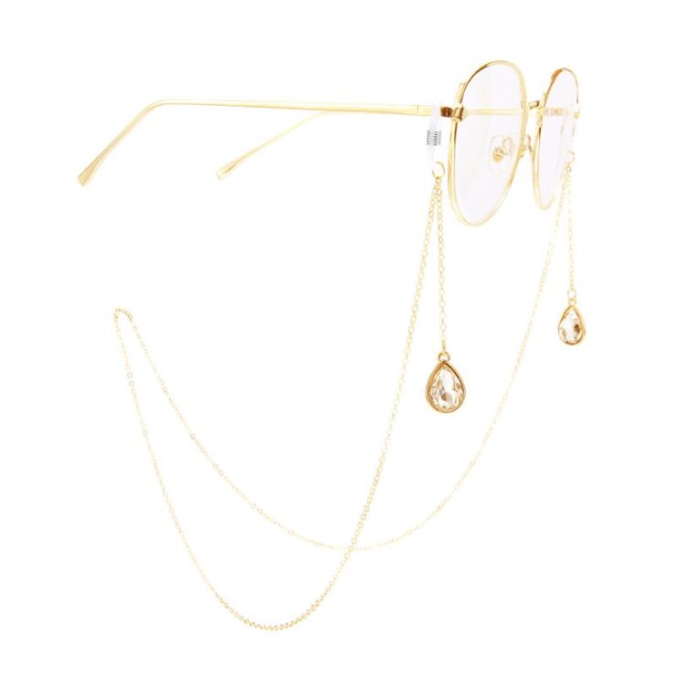 Metal non-slip chain, with water drop pendant, for glasses and masks GA026