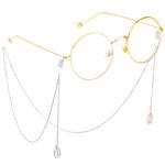 Silver-colored metal non-slip chain, with pendant teardrop, for glasses and masks GL337