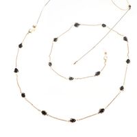 Gold-colored metal non-slip chain, with black crystal, for glasses and masks GL800
