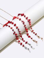 Metal non-slip set gold and silver chain with natural red stone for glasses and masks GM126