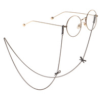 Black-colored metal non-slip chain, with pendant bow, for glasses and masks GL888