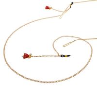 Gold-colored metal non-slip chain, with Christmas bell pendant, for glasses and masks GL032