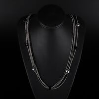 Metal non-slip silver black multi-layer chain, with crystal, for glasses and masks GL962