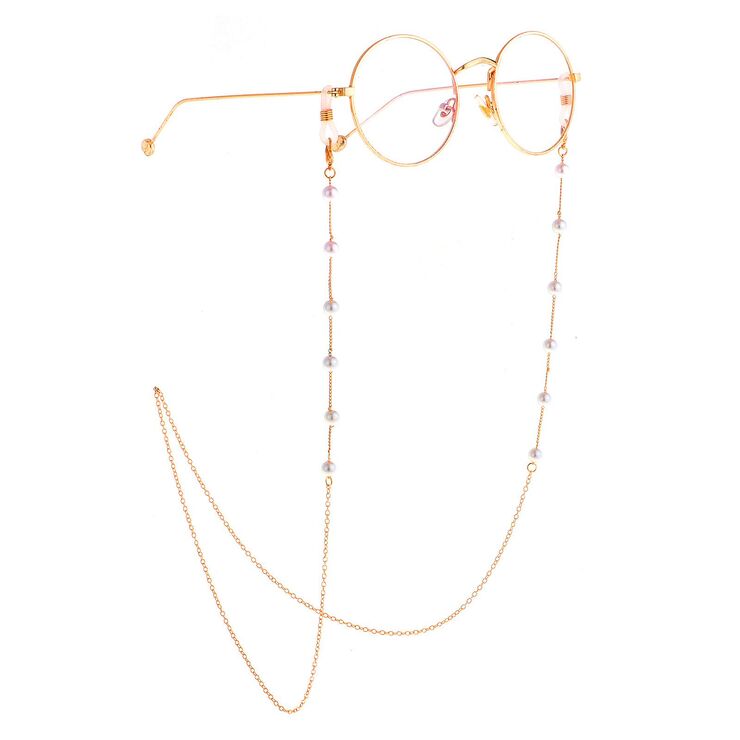 Gold-colored metal non-slip chain, with pearl, for glasses and masks GL879