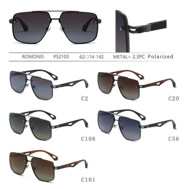Polarized metal sunglasses for men Romonis PS2103-R