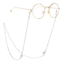 Silver-colored metal non-slip chain, with heart and rhinestone, for glasses and masks GL230