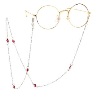 Metal non-slip chain, with red beads, for glasses and masks GL110