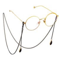 Black-colored metal non-slip chain, with pendant crystal water drop, for glasses and masks GL598