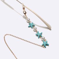 Металлическая нескользящая цепочка золотого цвета, с морскими звездами и жемчугом, для очков и масок GL1739