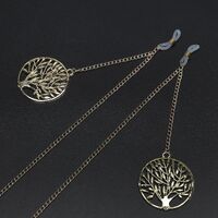 Gold-colored metal non-slip chain, with pendant tree of life, for glasses and masks GL769