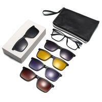 TR90/PC plastic frame + 5 polarized sun protection magnet clip-on set + leather bag El Dorado EL9508