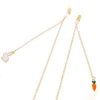 Металлическая нескользящая цепочка золотого цвета, с подвеской кролик и морковка, для очков и масок GL243