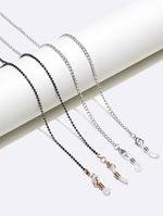 Set of two metal glasses chain with acrylic pink cracked beads GM154