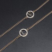 Metal non-slip chain, with pendant letters and rhinestones, for glasses and masks GL507