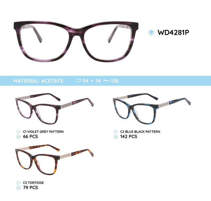 Plastic acetate eyeglasses frame for women WD4281