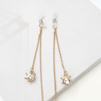 Metal non-slip chain, with crown pendant with rhinestones, for glasses and masks GA019