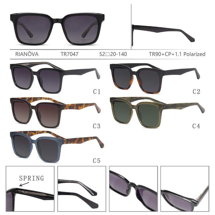 Polarized TR90+CP plastic sunglasses with spring hinges Rianova R7047