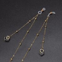 Gold-colored metal non-slip chain, with pendant crystal and beads, for glasses and masks GL550