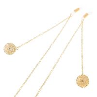 Gold-colored metal non-slip chain, with pendant hollow ball and rhinestone, for glasses and masks GL252