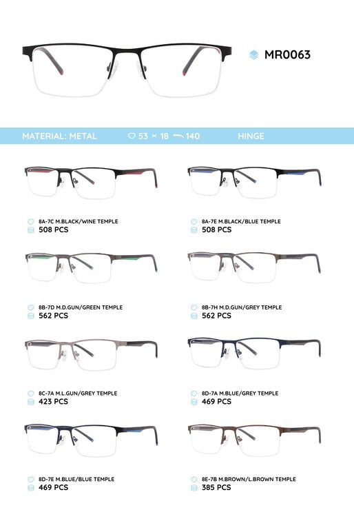 Металлическая оправа с дужками из материала TR-90 MR0063