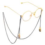 Black-colored metal non-slip chain, with pendant perfume bottle, for glasses and masks GL670