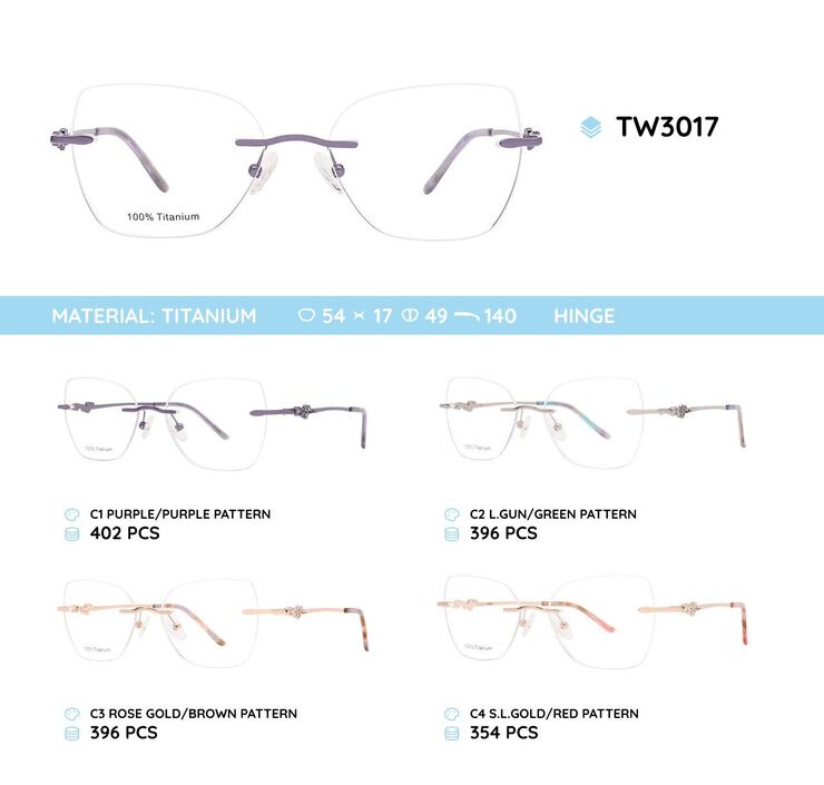 Titanium metal rimless frame TW3017