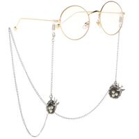 Silver-colored metal non-slip chain, with bird's nest and pearls, for glasses and masks GL056