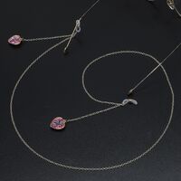 Gold-colored metal non-slip chain, with pendant crystal heart, for glasses and masks GL568