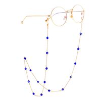 Gold-colored metal non-slip chain, with blue eye beads, for glasses and masks GL874