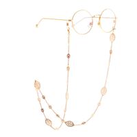 Metal non-slip chain, with gold hollow leaves, for glasses and masks GL884