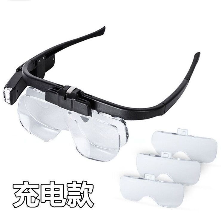 Magnifier-glasses with backlight for small parts working with replaceable attachments 11642DC, magnification: 1.5X, 2X, 2.5X, 3.5X, 4X, 4.5X