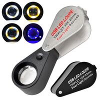 Folding magnifier with universal backlight 7808-1-XX, diameter: 22 mm, magnification: 10X, 20X, 30X