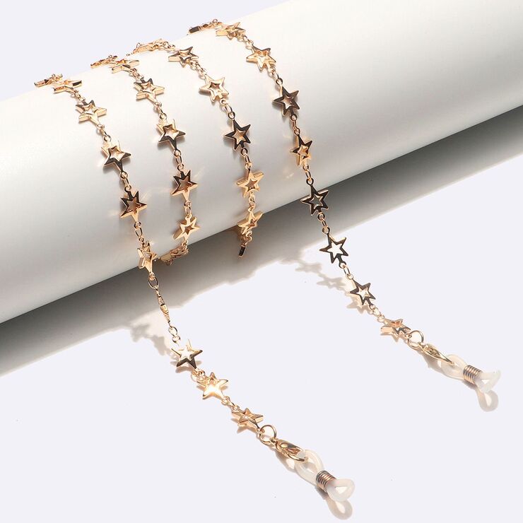 Металлическая нескользящая цепочка золотого цвета, с медной звездой, для очков и масок GL1600