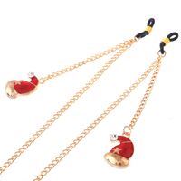 Gold-colored metal non-slip chain, with Christmas hat pendant, for glasses and masks GL009