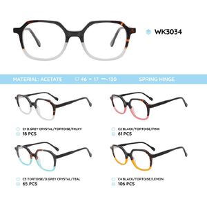 Acetate plastic frames for kids, with spring hinges WK3034