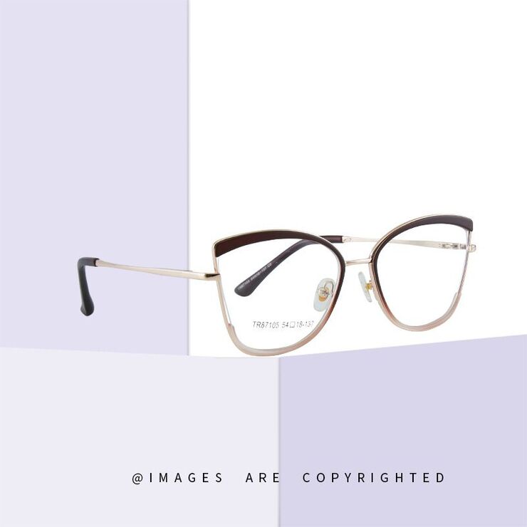 Combined frame (metal + TR90) or glasses with blue light protection, with spring hinges FA87105