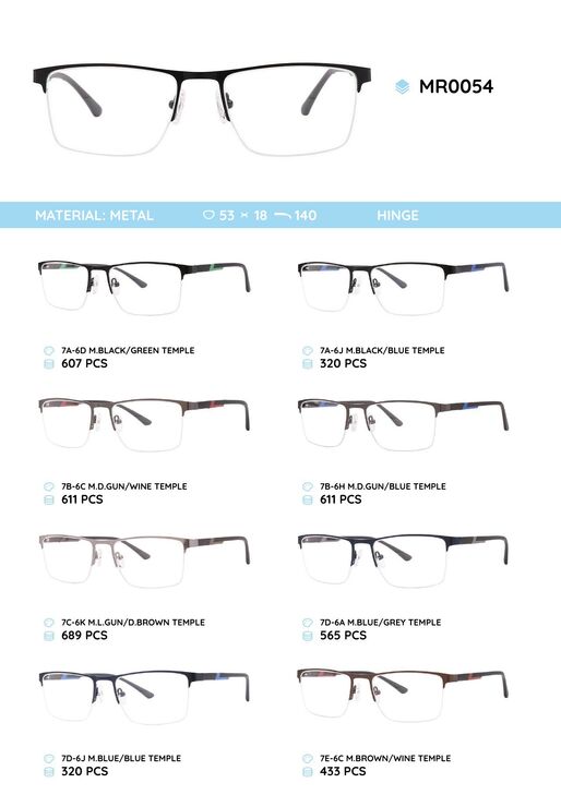 Металлическая оправа с дужками из пластика TR-90 полуободковая MR0054