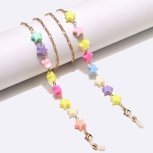 Металлическая нескользящая цепочка золотого цвета, с цветными звездами, для очков и масок GL1451