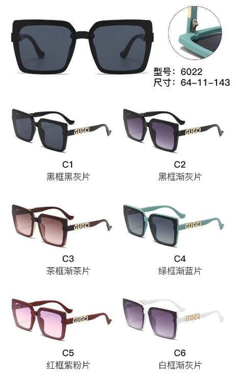 PC plastic sunglasses with metal hinge 6022W